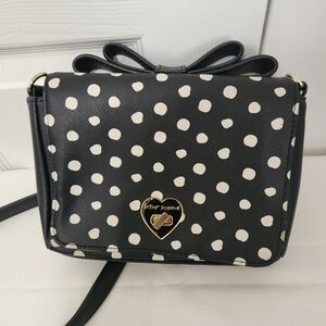 ***AUTHENTIC*** Betsy Johnson Black and White Polka Dot Crossbody Bag